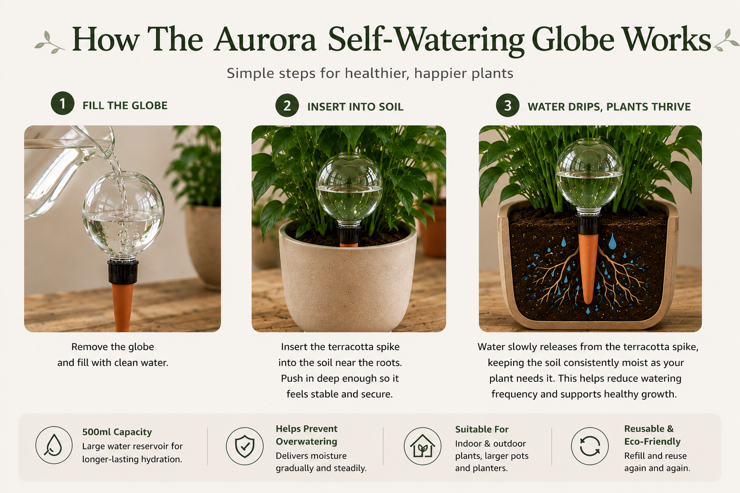 The Aurora Self-Watering Globe 3 Set