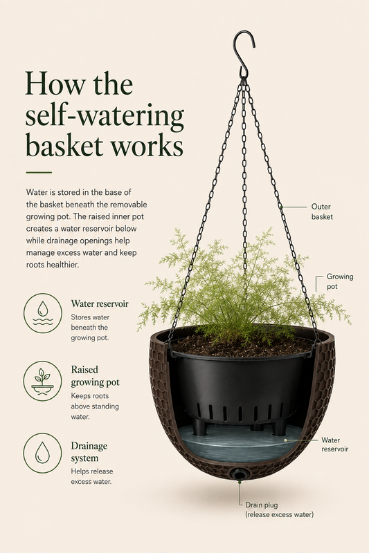 Haven Self-Watering Hanging Basket - Large Set of 2