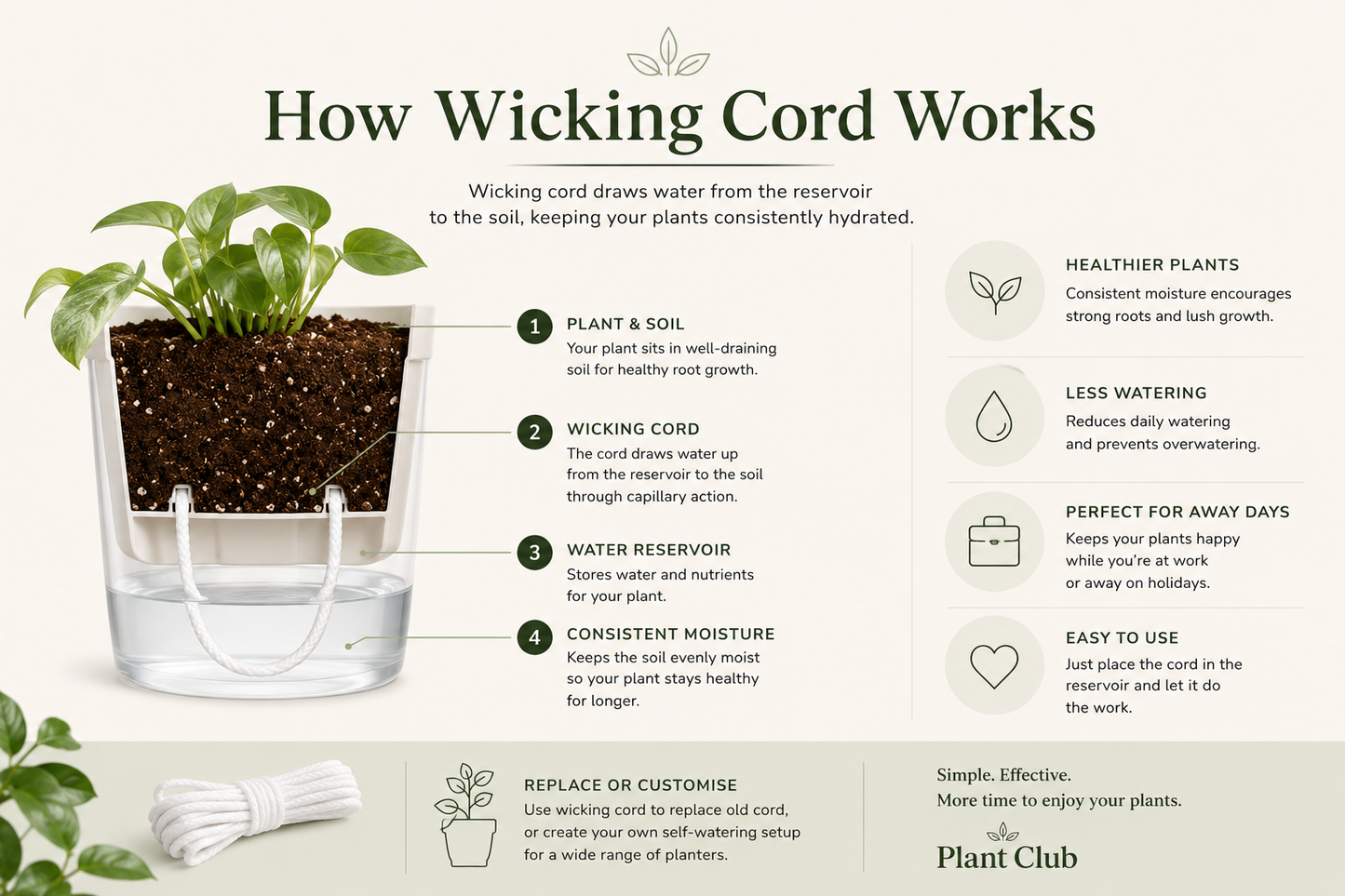 The Plant Club Wicking Cord