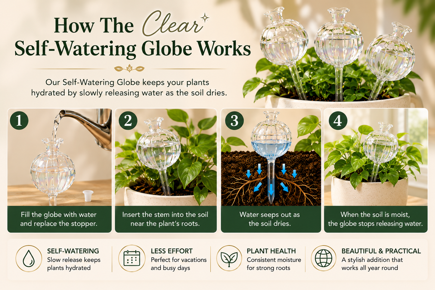 The Clear Self-Watering Globe 3 Set
