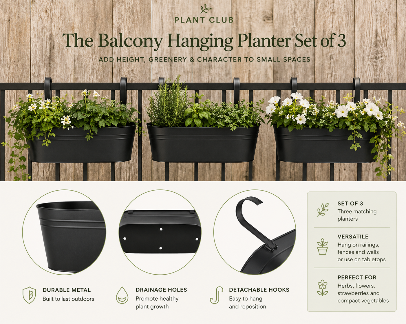 The Balcony Hanging Planter Set Of 3