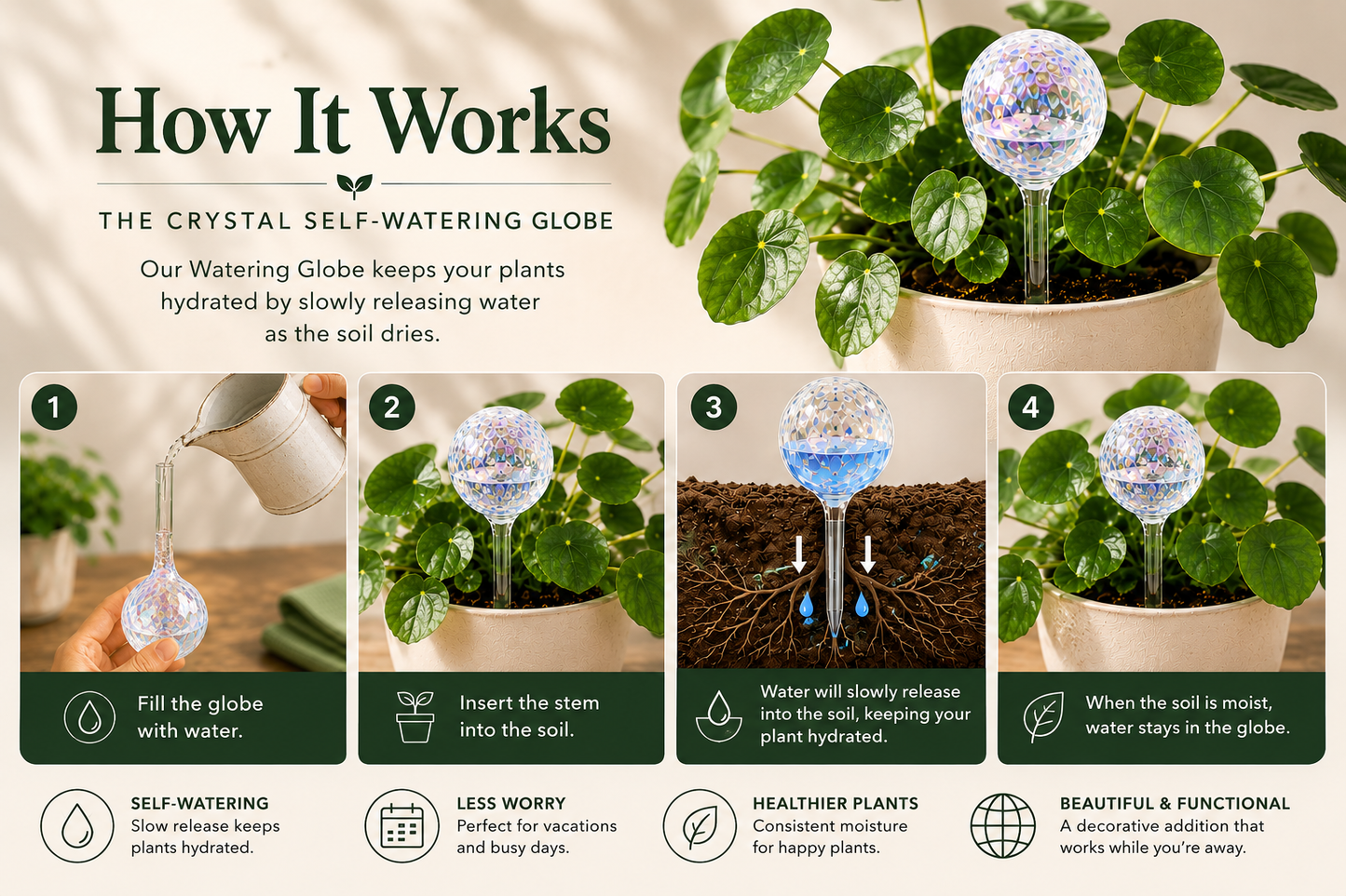 The Crystal Self-Watering Globe Set